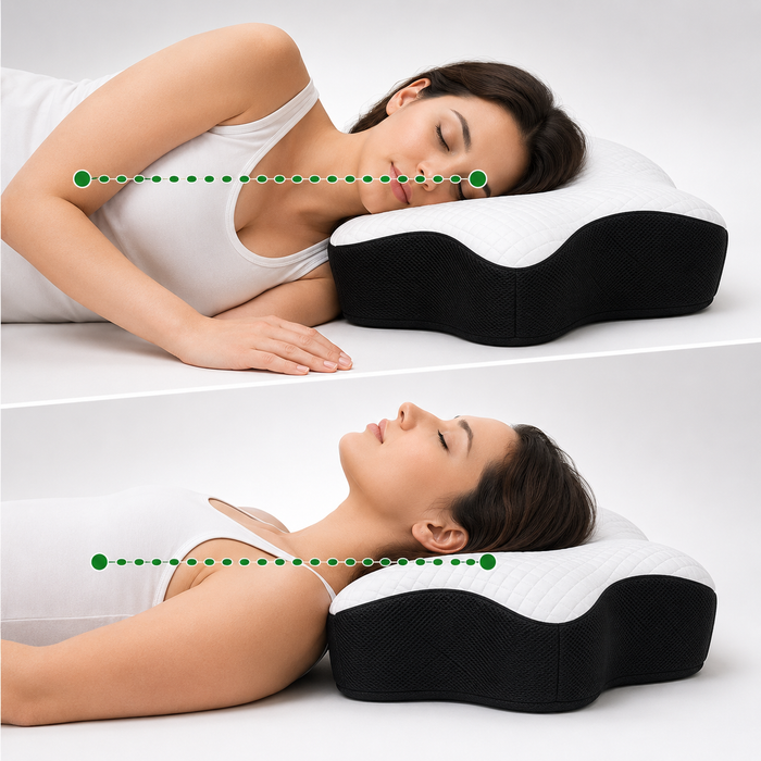 Cervical spine and pillow contour illustration