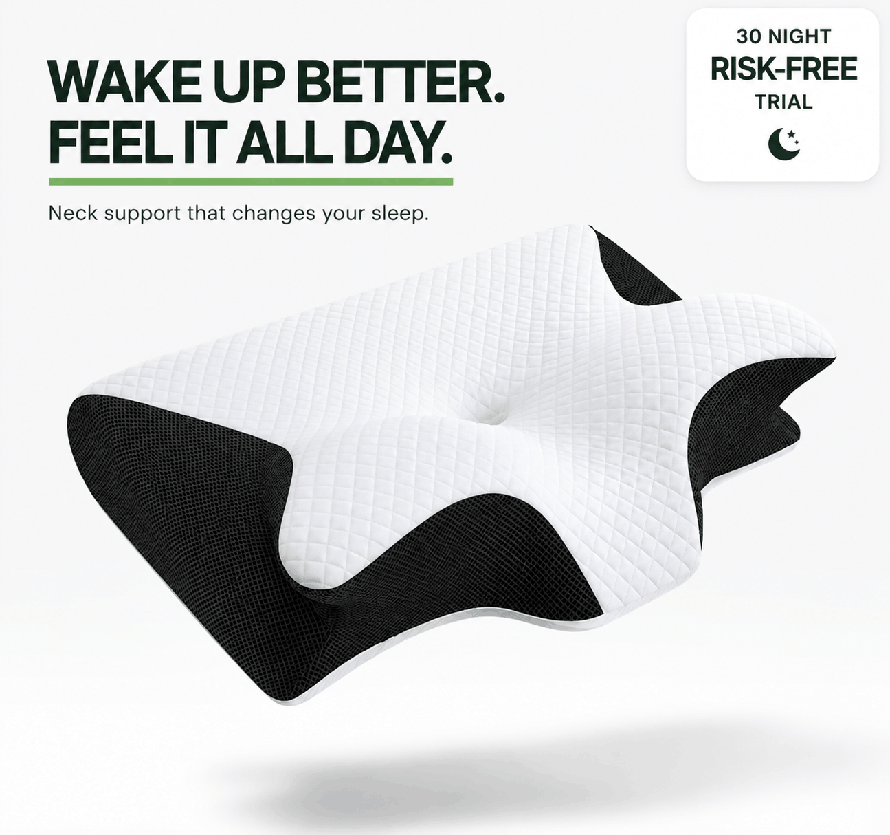 Ergonomic Memory Foam Cervical Pillow (Black)
