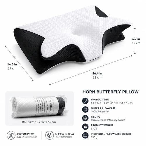 Ergonomic Memory Foam Cervical Pillow (Black)